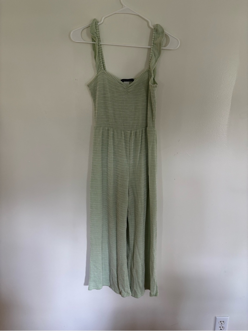 Caution To The Wind Light Green Cropped Jumpsuit